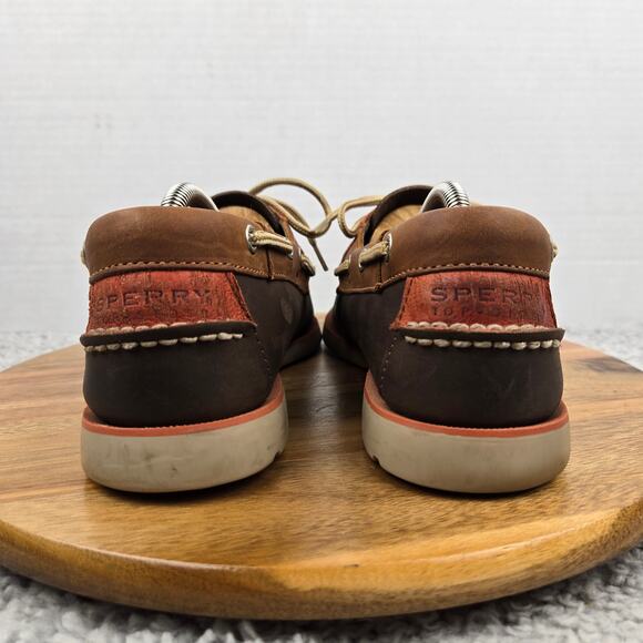 Sperry Top Sider Men 8M Leeward 2-Eye Two Tone Brown Leather Lifestyle Boat Shoe - Picture 2 of 12